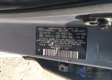 2017 Hyundai Accent Se from USA, damaged, VIN KMHCT4AE2HU223372